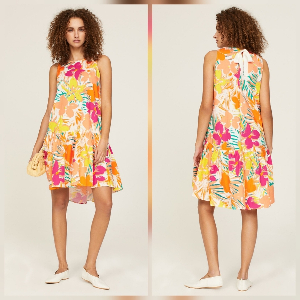 Peter Som Tropical Floral Mini Dress Sleeveless Crewneck Size 8